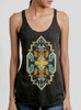 Form and Flow - White on Heather Black Triblend Women's Racerback Tank Top