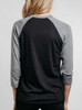 Sky - Tan on Heather Black and Grey Triblend Womens Raglan