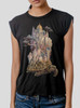 Home and Elsewhere - Multicolor on Black Women's Rolled Cuff T-Shirt