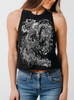 Satin - Multicolor on Black Womens Cropped Racerback Tank