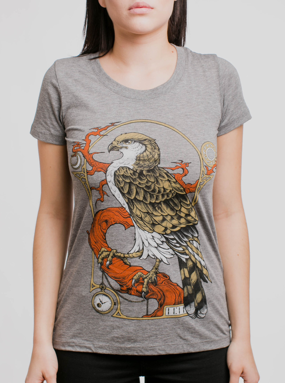 Hawk - Multicolor on Heather Grey Triblend Junior Womens T-Shirt