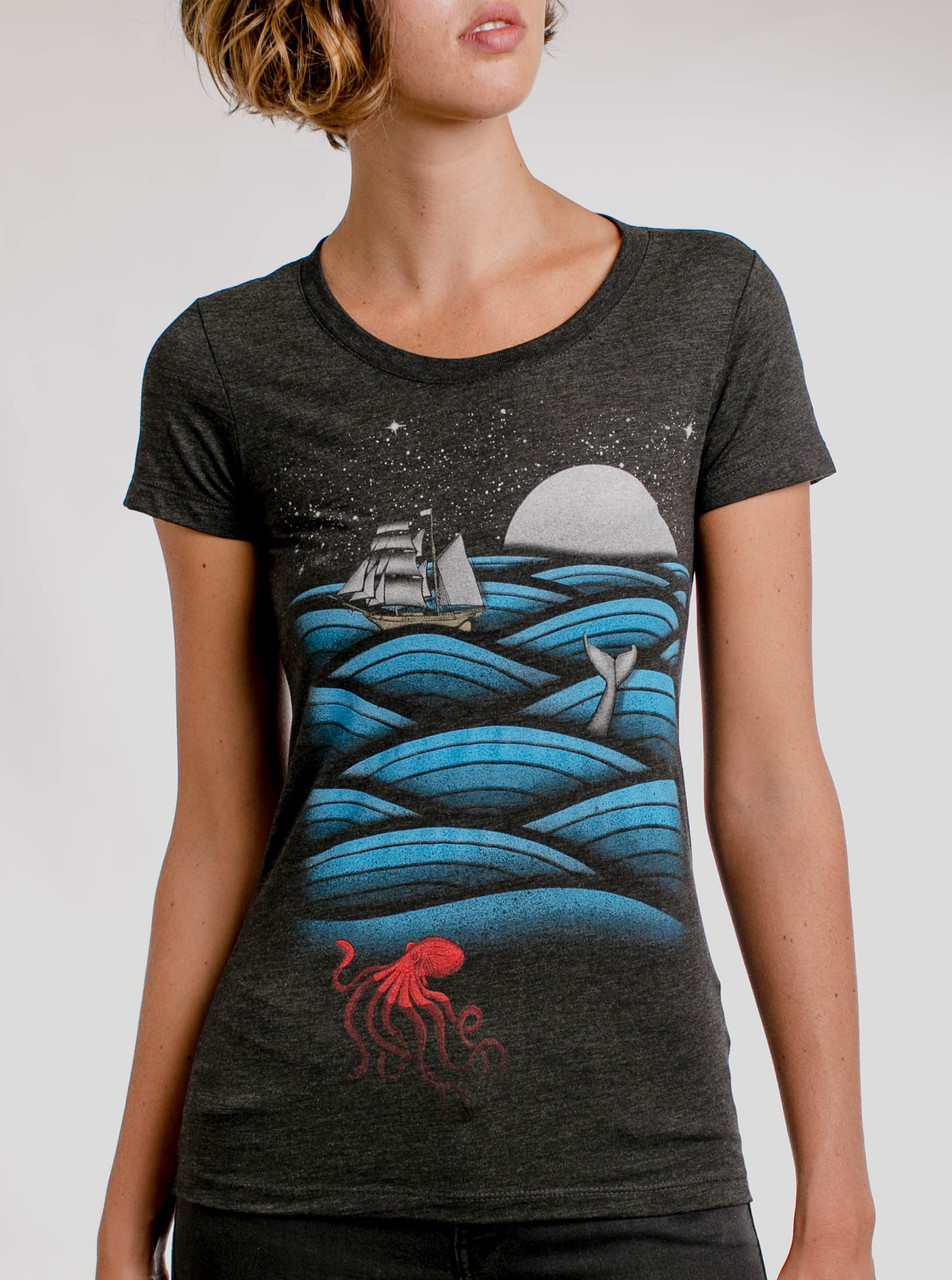 Institut Ny ankomst Datum Sea Life - Multicolor on Heather Black Triblend Junior Womens T-Shirt -  Curbside Clothing