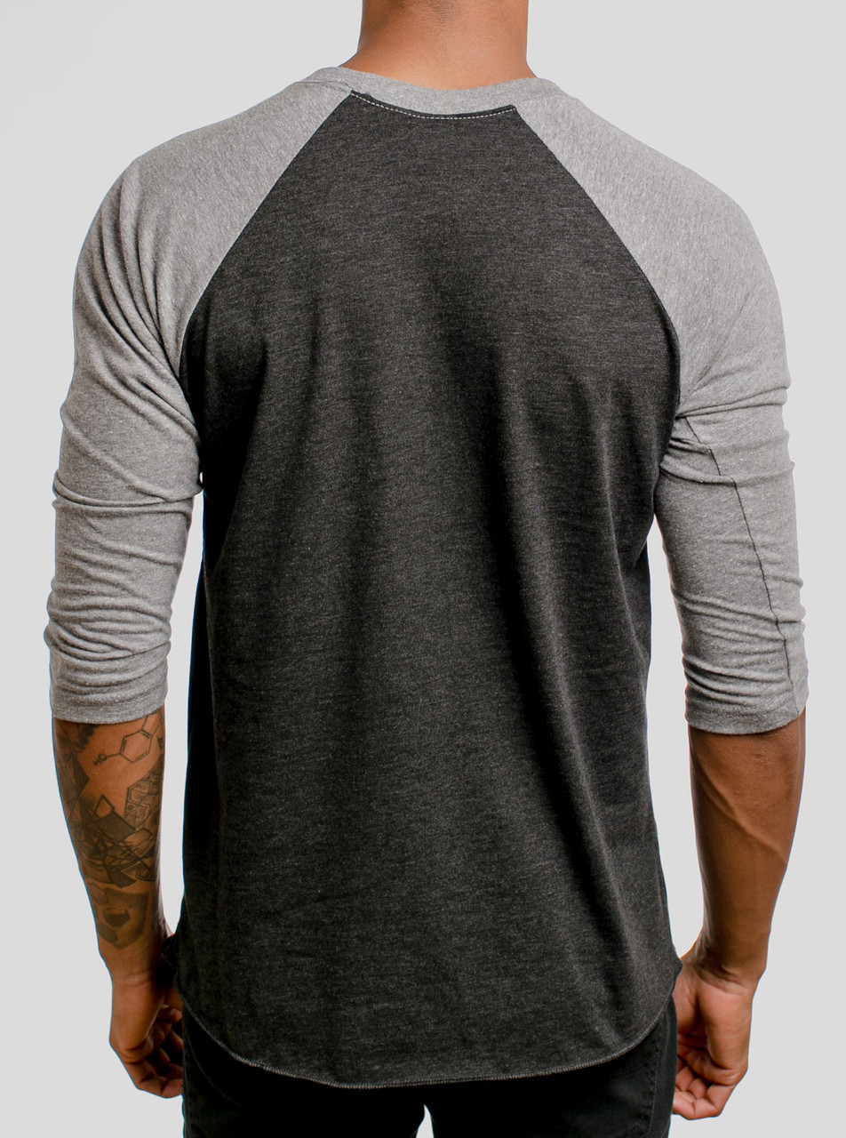 Oht Raglan Gray UFOs - Multicolor on Heather Black and Grey Triblend Raglan - Curbside ...