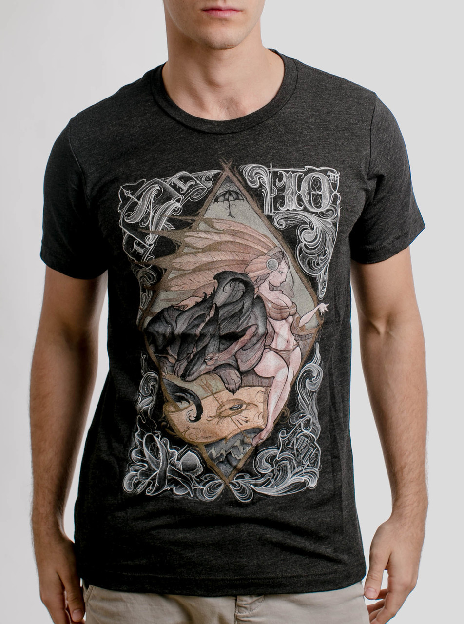 Lady and the Wolf - Multicolor on Heather Black Triblend Mens T Shirt ...