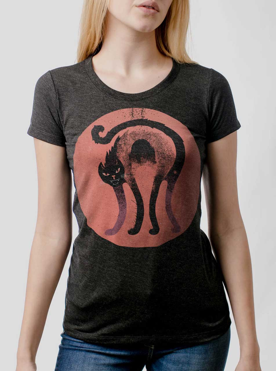 Bad Cat - Multicolor on Heather Black Triblend Junior Womens T-Shirt ...