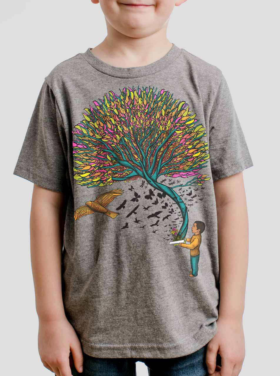 Imagination - Multicolor on Heather Grey Triblend Youth T-Shirt ...