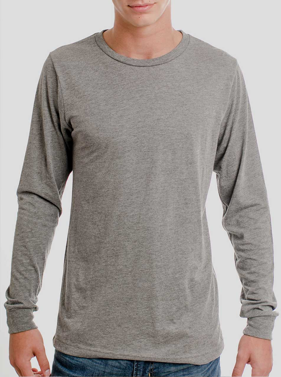 154+ Mens Heather Long Sleeve T-Shirt Front View Download Free