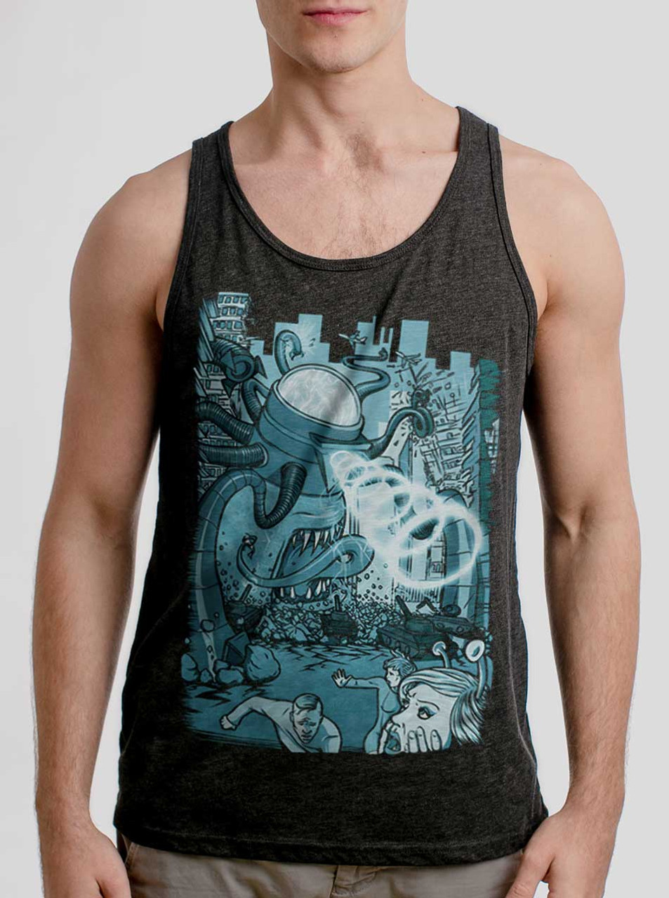 Invasion - Multicolor on Heather Black Triblend Mens Tank Top ...