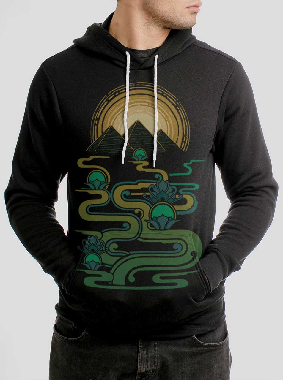 Pyramids - Multicolor on Black Men's Pullover Hoodie - Curbside