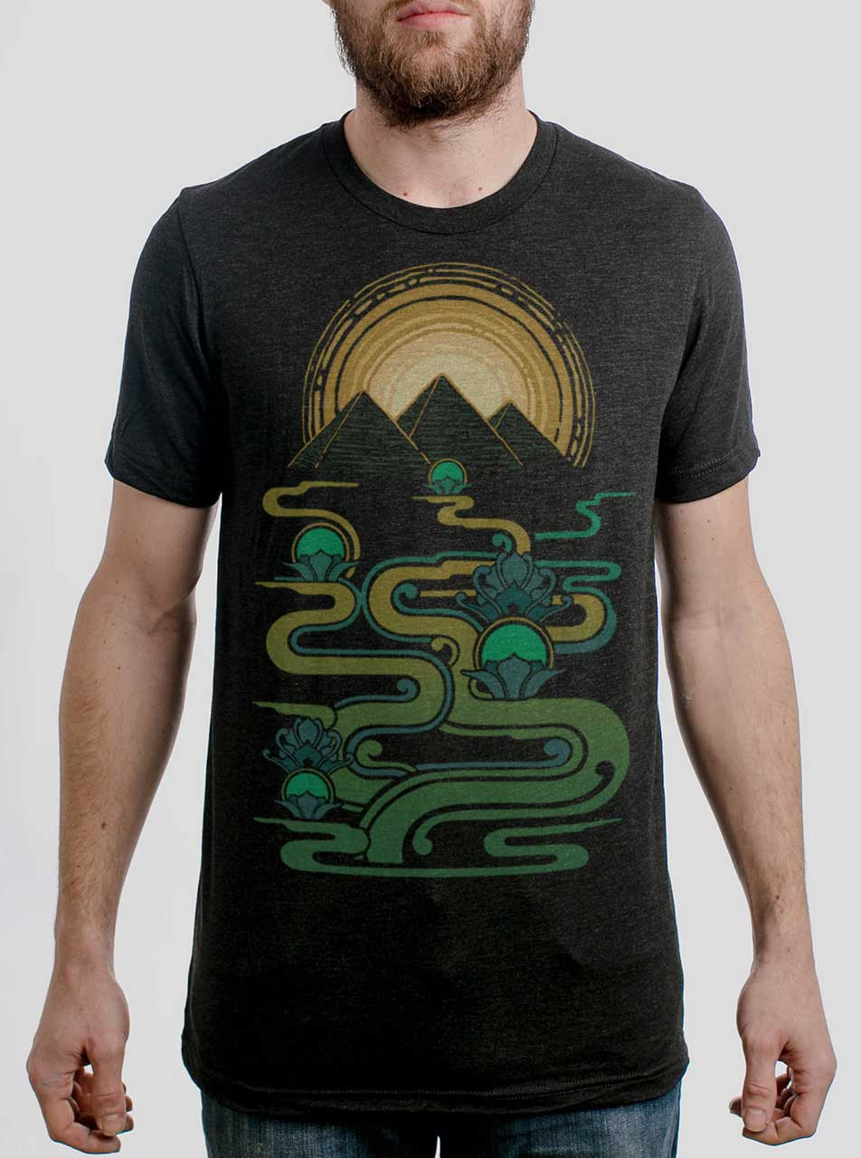 Pyramids Multicolor on Heather Black Triblend Mens T Shirt