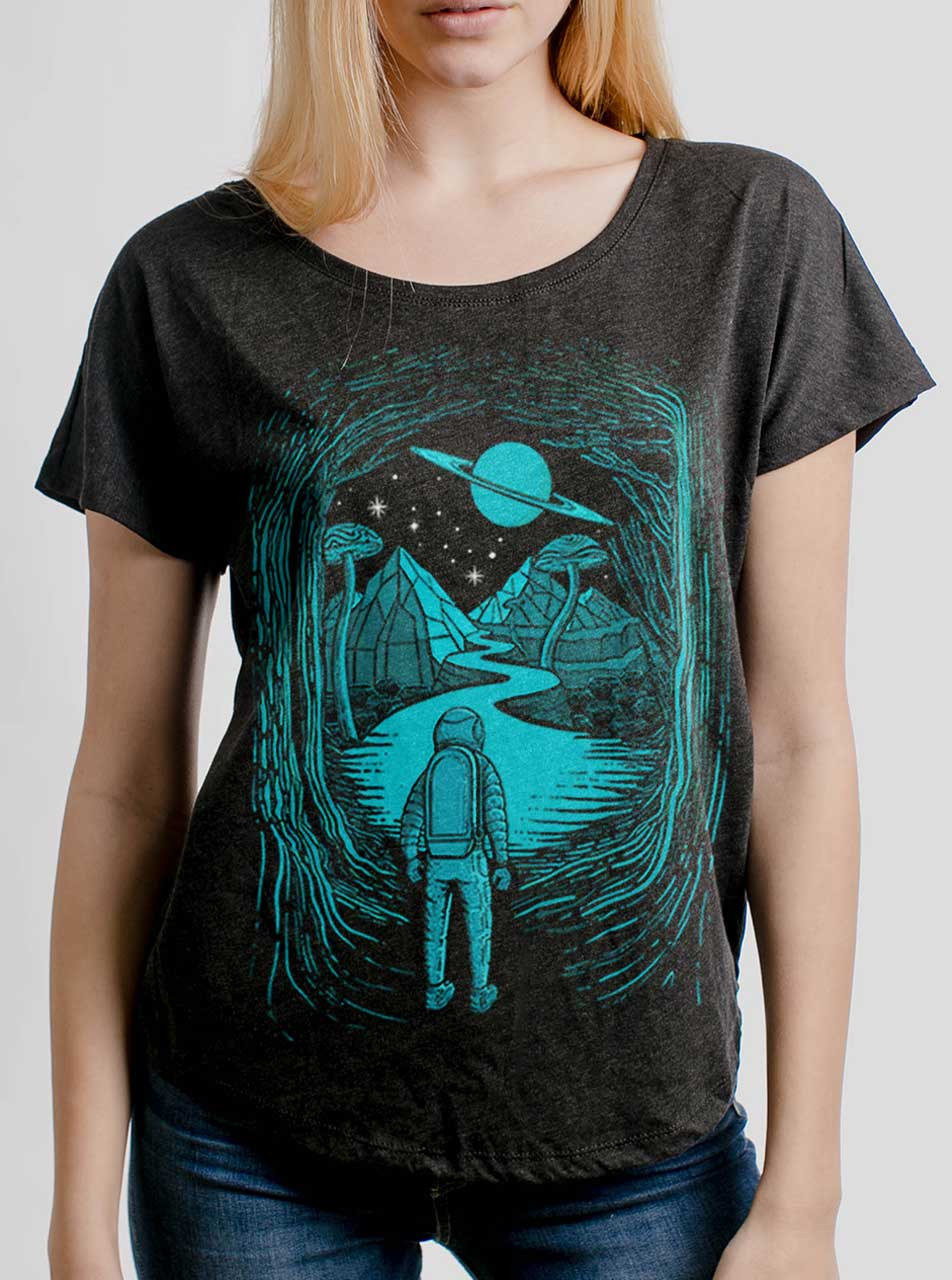 Another World - Multicolor on Heather Black Triblend Womens Dolman T Shirt  - Curbside Clothing