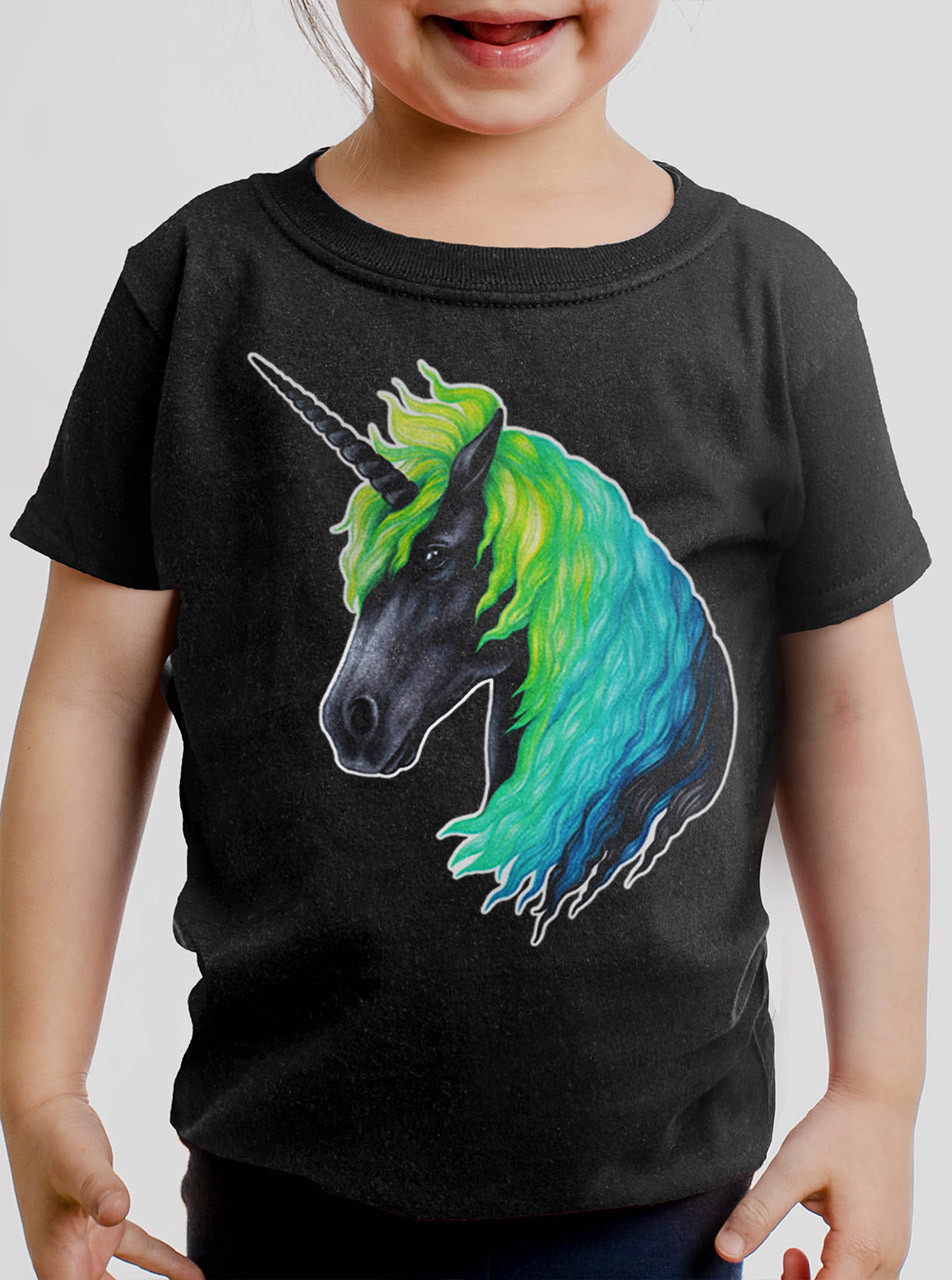 Unicorn - Multicolor on Black Toddler T-Shirt - Curbside Clothing
