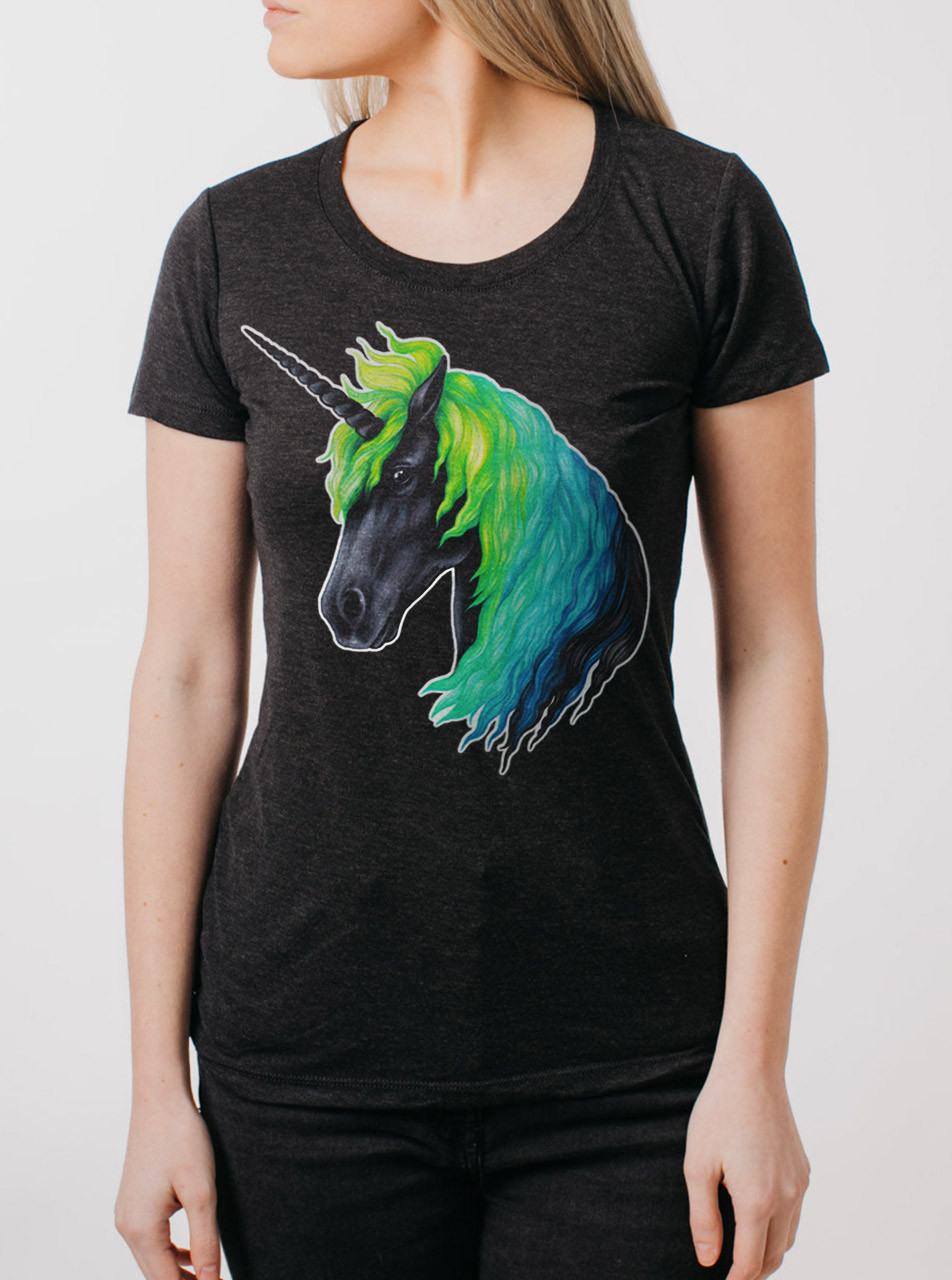 Unicorn - Multicolor Curbside on - Clothing T-Shirt Junior Heather Black Womens Triblend