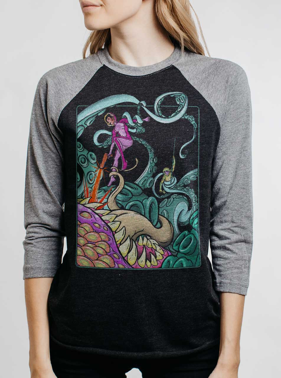 Tentacle Attack - Multicolor on Heather Black and Grey Triblend