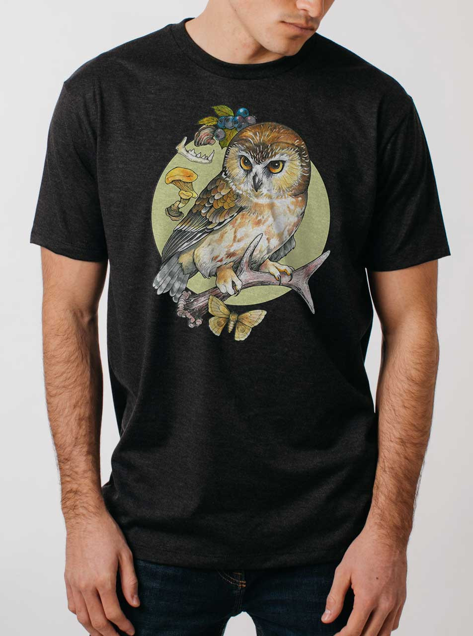 Wild Owl - Multicolor on Mens T Shirt - Curbside Clothing