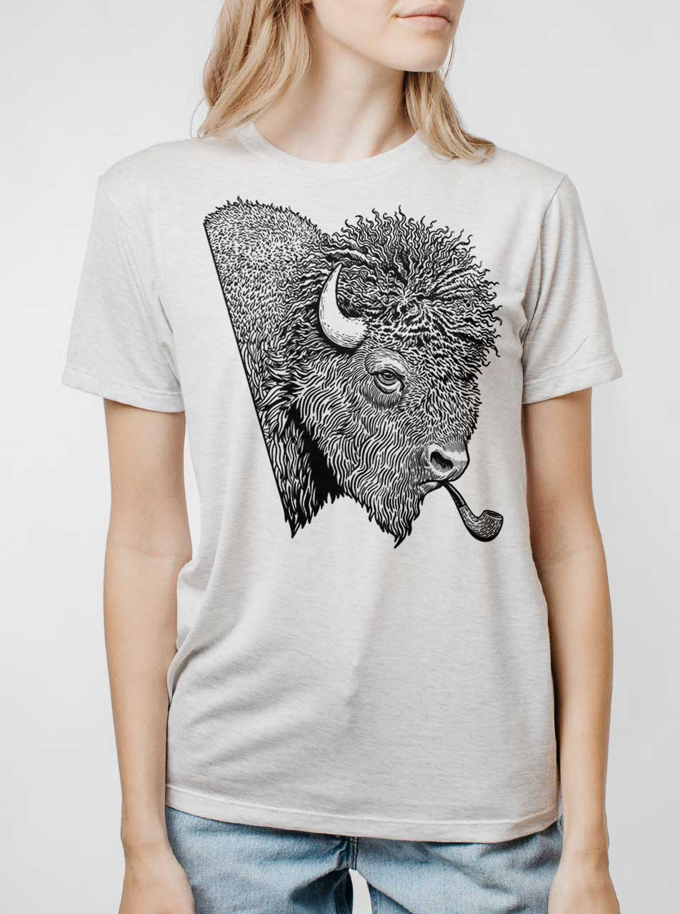 Smoked Buffalo - Black on T Curbside Unisex Shirt Womens Clothing 