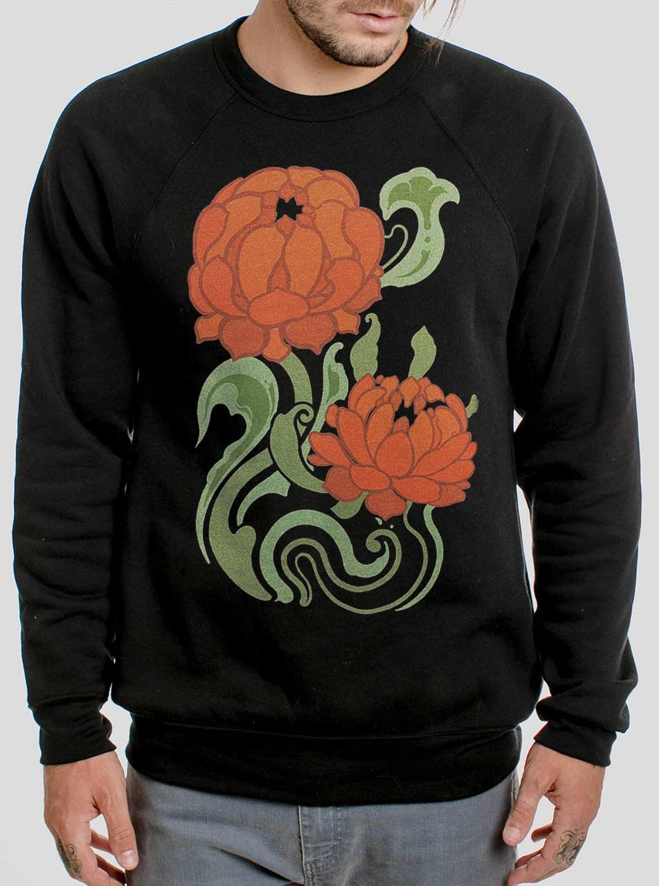 Flowers Nouveau Multicolor on Black Men's Sweatshirt Curbside