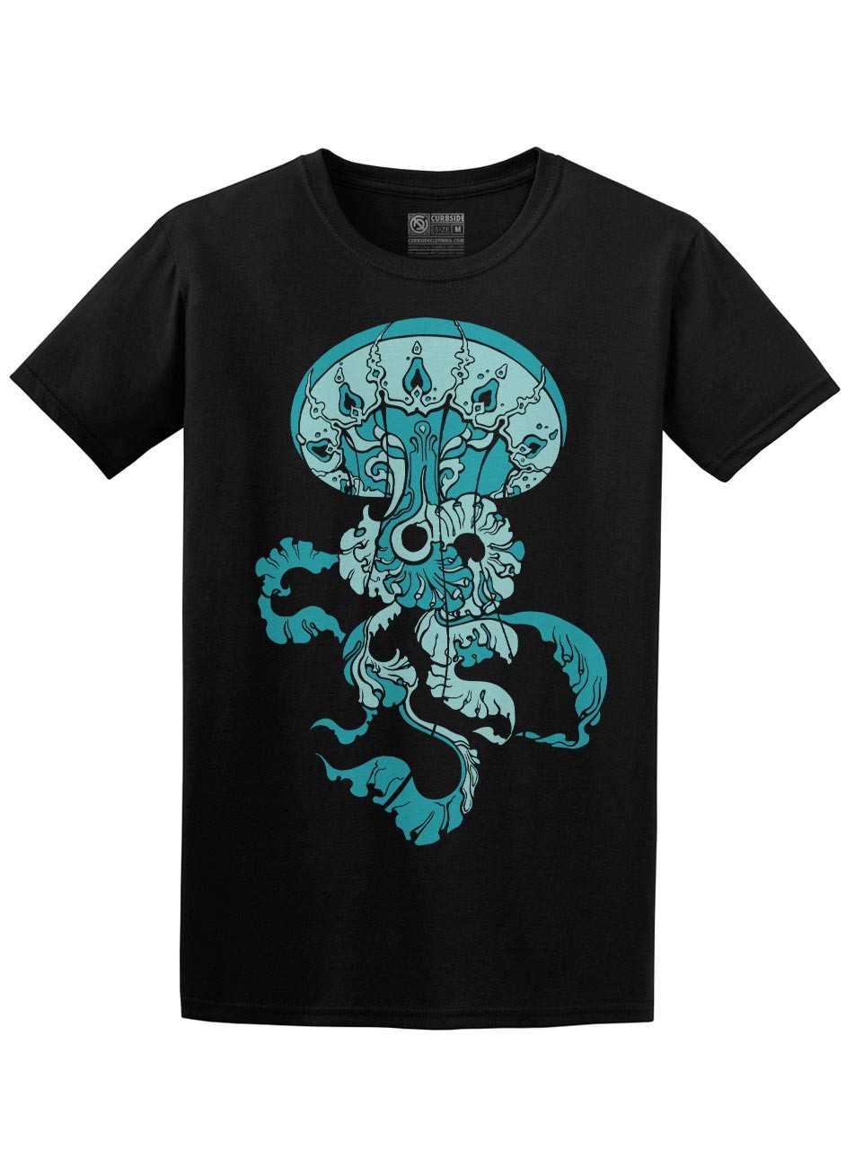 jellyfish dress shirt Jellyfish Green with Alien Casual Prints Premium Cotton Shirt For Men, 16in / 40cm / M / Full Sleeves
