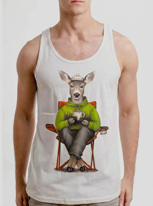 Camping Deer - Multicolor on White Mens Tank Top