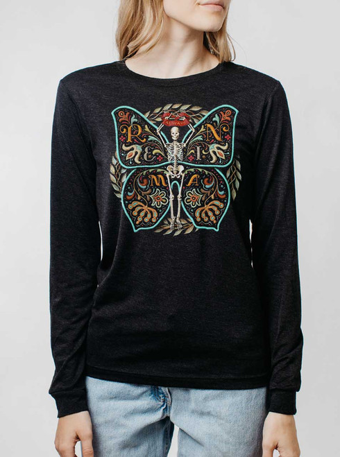 Always Remain - Multicolor on Heather Black Triblend Womens Long Sleeve