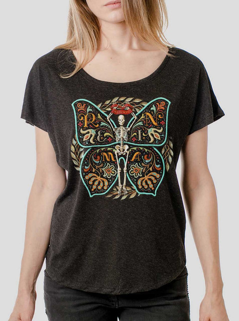 Always Remain - Multicolor on Heather Black Triblend Womens Dolman T Shirt