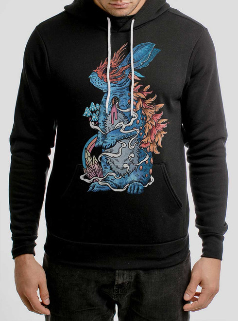 Lucky Rabbit - Multicolor on Black Men's Pullover Hoodie