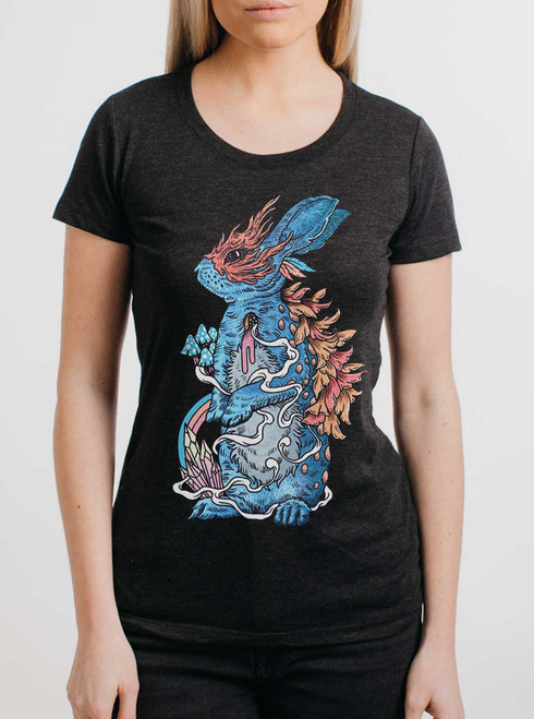 Lucky Rabbit - Multicolor on Heather Black Triblend Junior Womens T-Shirt Lucky Rabbit - Multicolor on Heather Black Triblend Junior Womens T-Shirt