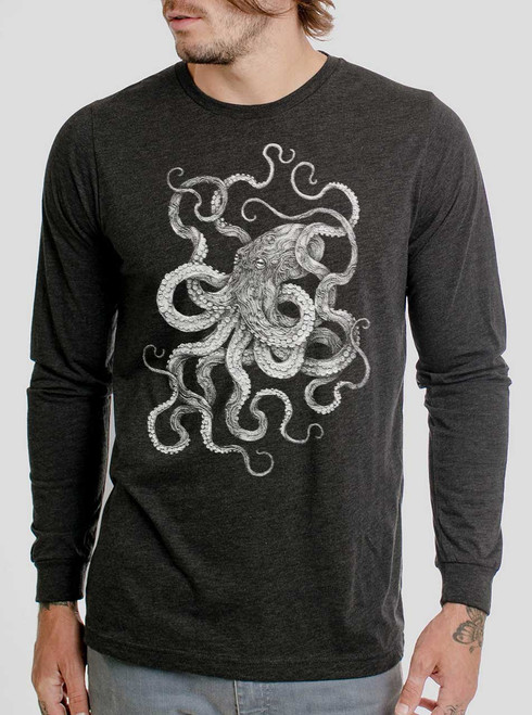 Inky - White on Heather Black Triblend Men's Long Sleeve