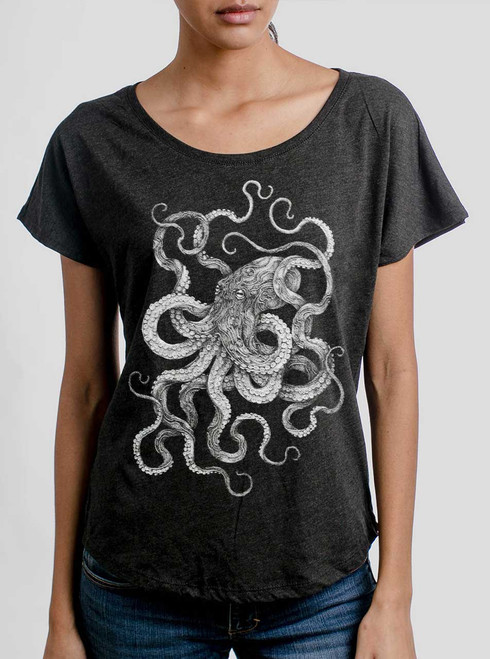 Inky - White on Heather Black Triblend Womens Dolman T Shirt