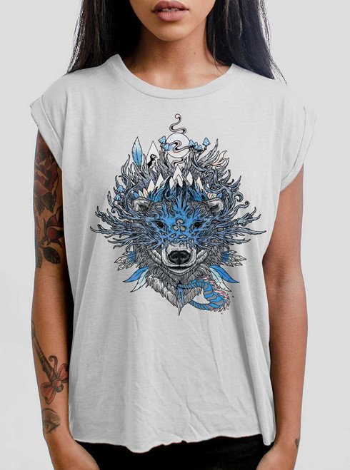 Polar Bear - Multicolor on White Women's Rolled Cuff T-Shirt