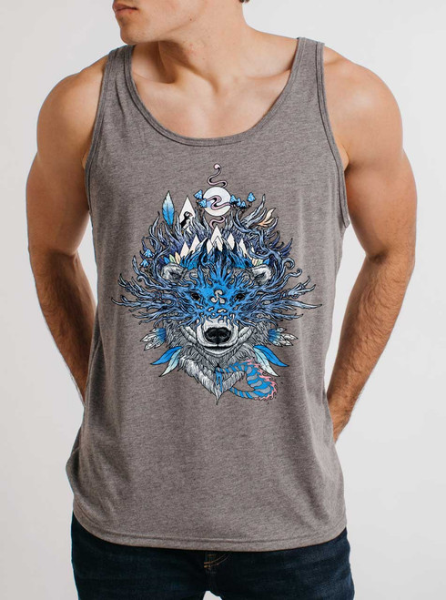 Polar Bear - Multicolor on Heather Grey Triblend Mens Tank Top