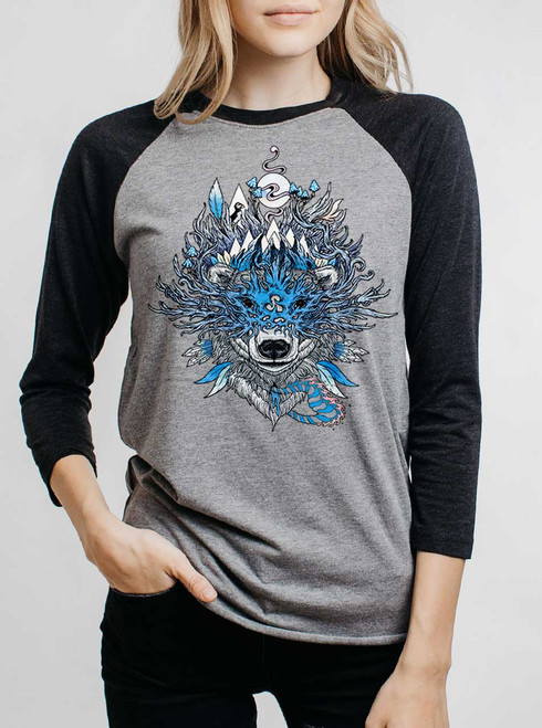 Polar Bear - Multicolor on Heather Grey and Black Triblend Womens Raglan