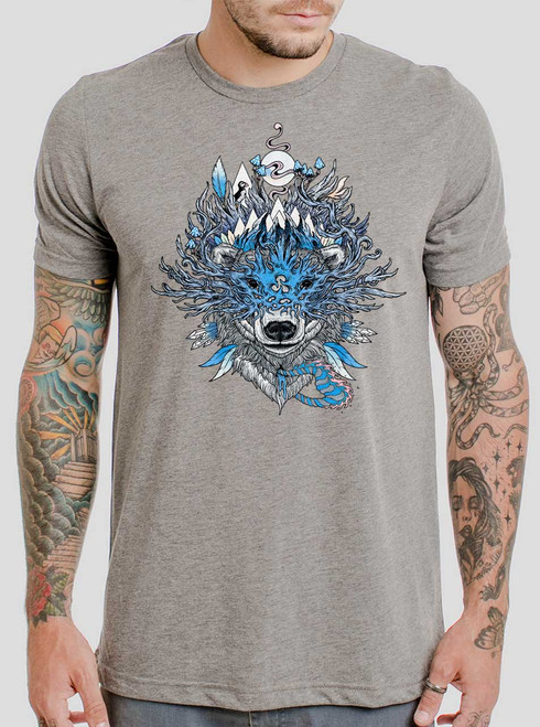Polar Bear - Multicolor on Heather Grey Triblend Mens T Shirt