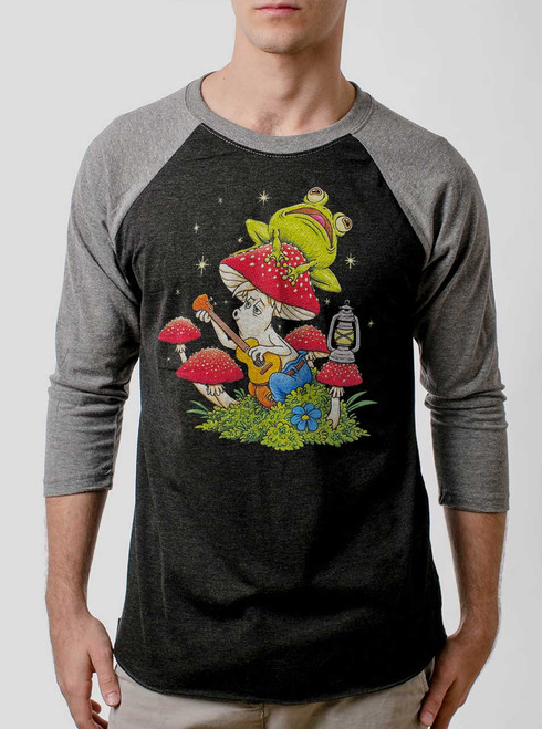 Funky Fungi - Multicolor on Heather Black and Grey Triblend Raglan