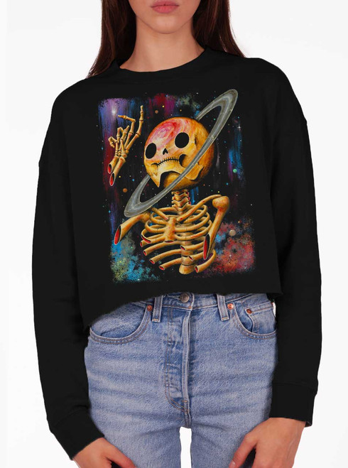Glimmer of Light - Multicolor on Black Women's Cropped Sweatshirt Glimmer of Light - Multicolor on Black Women's Cropped Sweatshirt