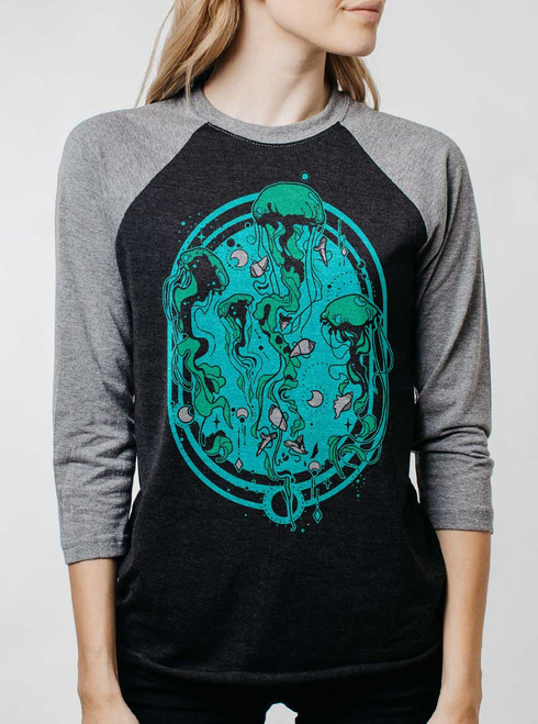 Swarm - Multicolor on Heather Black and Grey Triblend Womens Raglan