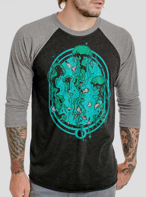Swarm - Multicolor on Heather Black and Grey Triblend Raglan