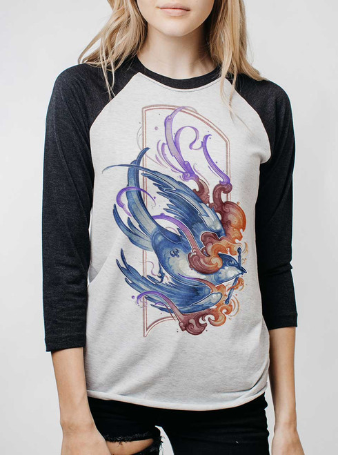 Firebird - Multicolor on Heather White and Black Triblend Womens Raglan