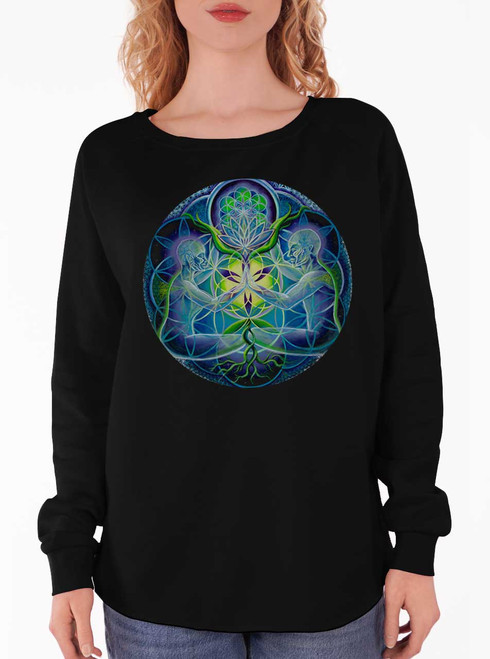 Divine Unification - Multicolor on Black Women's California Sweatshirt