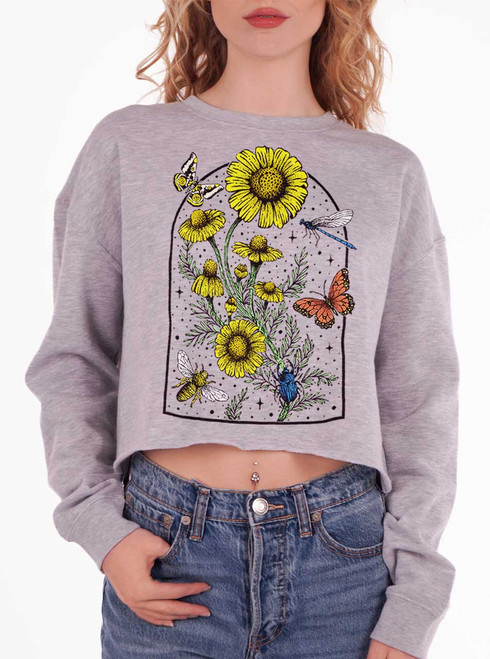 Respect the Locals - Multicolor on Grey Heather Women's Cropped Sweatshirt