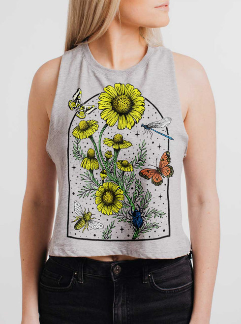 Respect the Locals - Multicolor on Grey Womens Cropped Racerback Tank