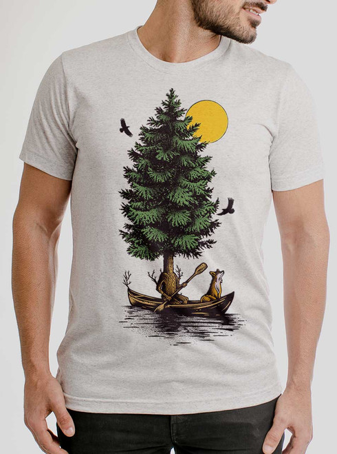 Looking for a New Home - Multicolor on Heather White Triblend Mens T Shirt