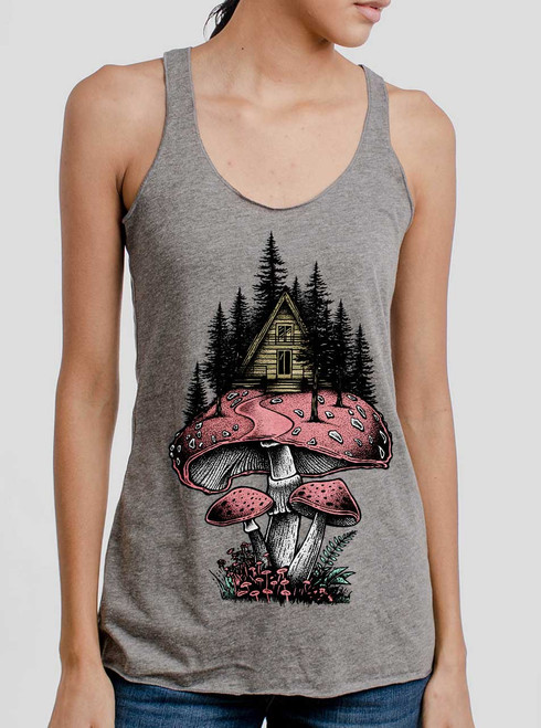 Magic Cabin - Multicolor on Heather Grey Triblend Womens Racerback Tank Top