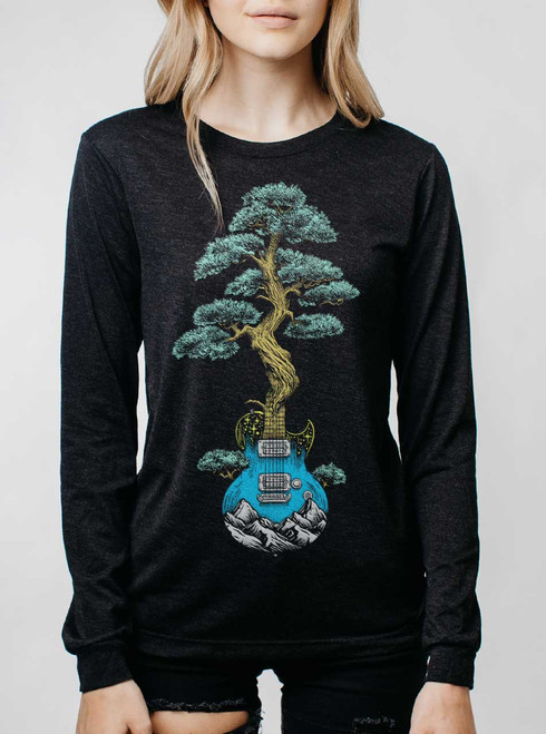 Nature's Music - Multicolor on Heather Black Triblend Womens Long Sleeve