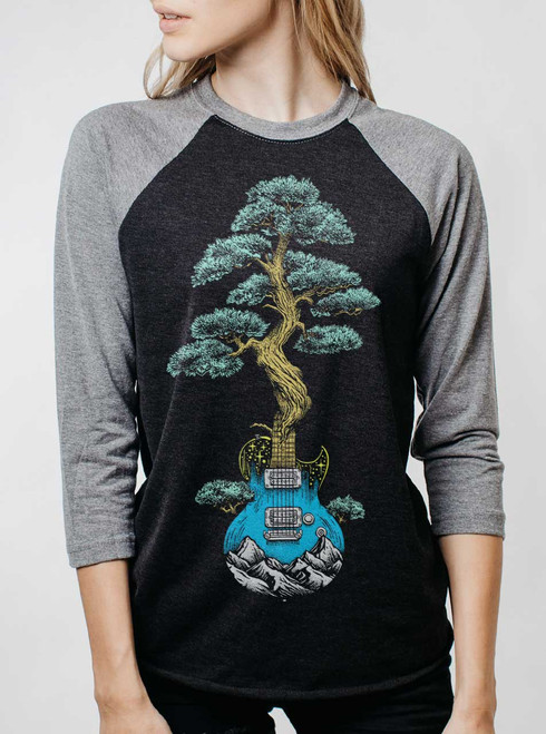 Nature's Music - Multicolor on Heather Black and Grey Triblend Womens Raglan
