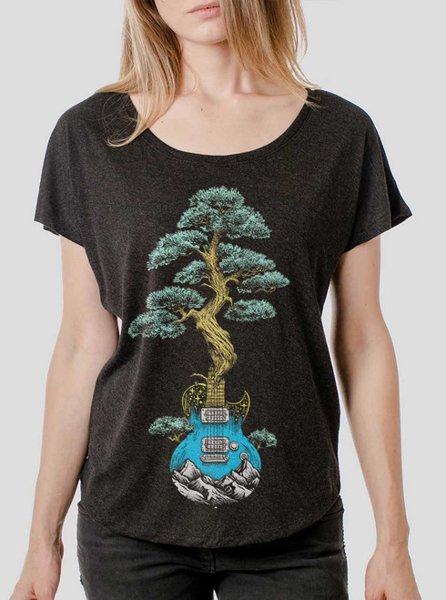 Nature's Music - Multicolor on Heather Black Triblend Womens Dolman T Shirt