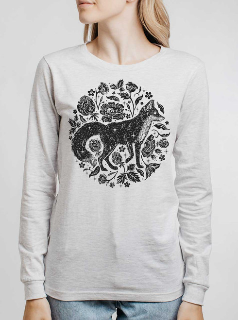Black Fox - Black on Heather White Triblend Womens Long Sleeve