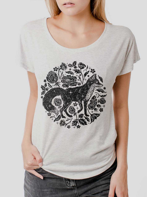 Black Fox - Black on Heather White Triblend Womens Dolman T Shirt