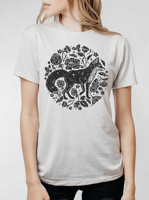 Black Fox - Black on Heather White Triblend Womens Unisex T Shirt