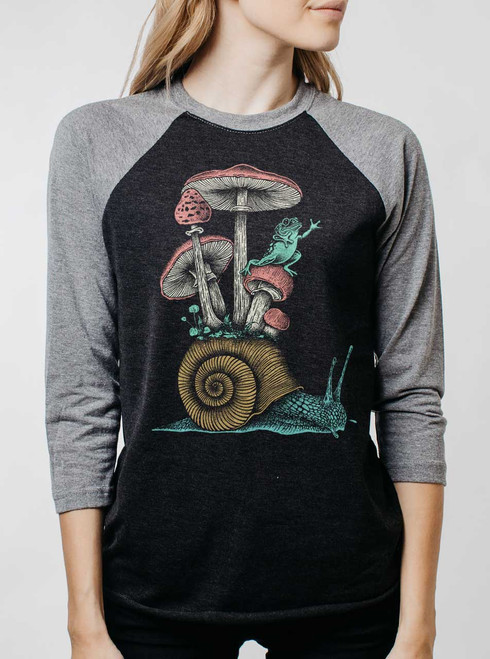 Catching a Ride - Multicolor on Heather Black and Grey Triblend Womens Raglan